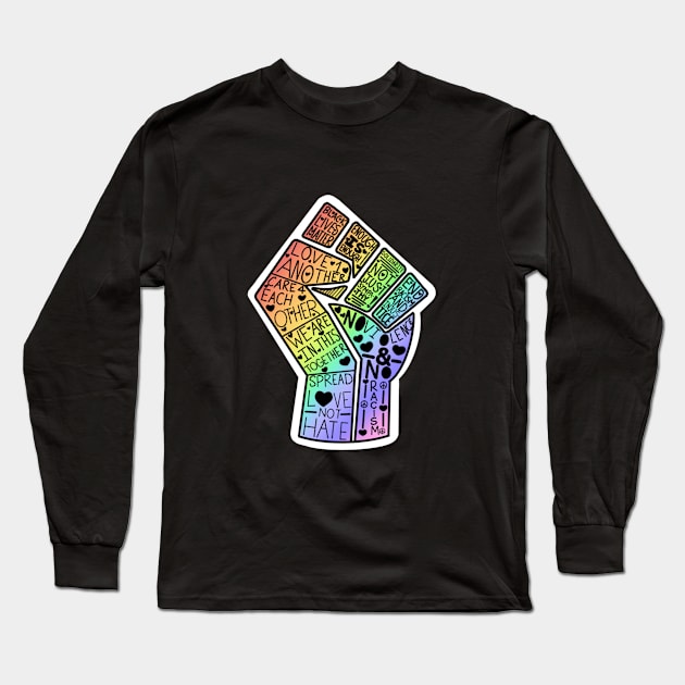 Rainbow Word BLM Fist Long Sleeve T-Shirt by Winspire Works